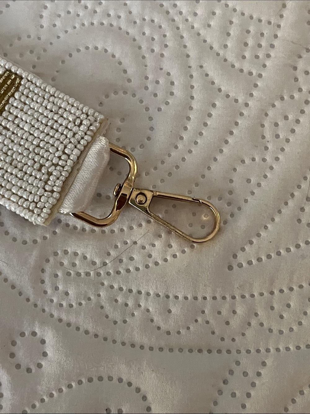Texas Beaded Keychain Wristlet - Gold on White Never Used - Picture 4 of 5